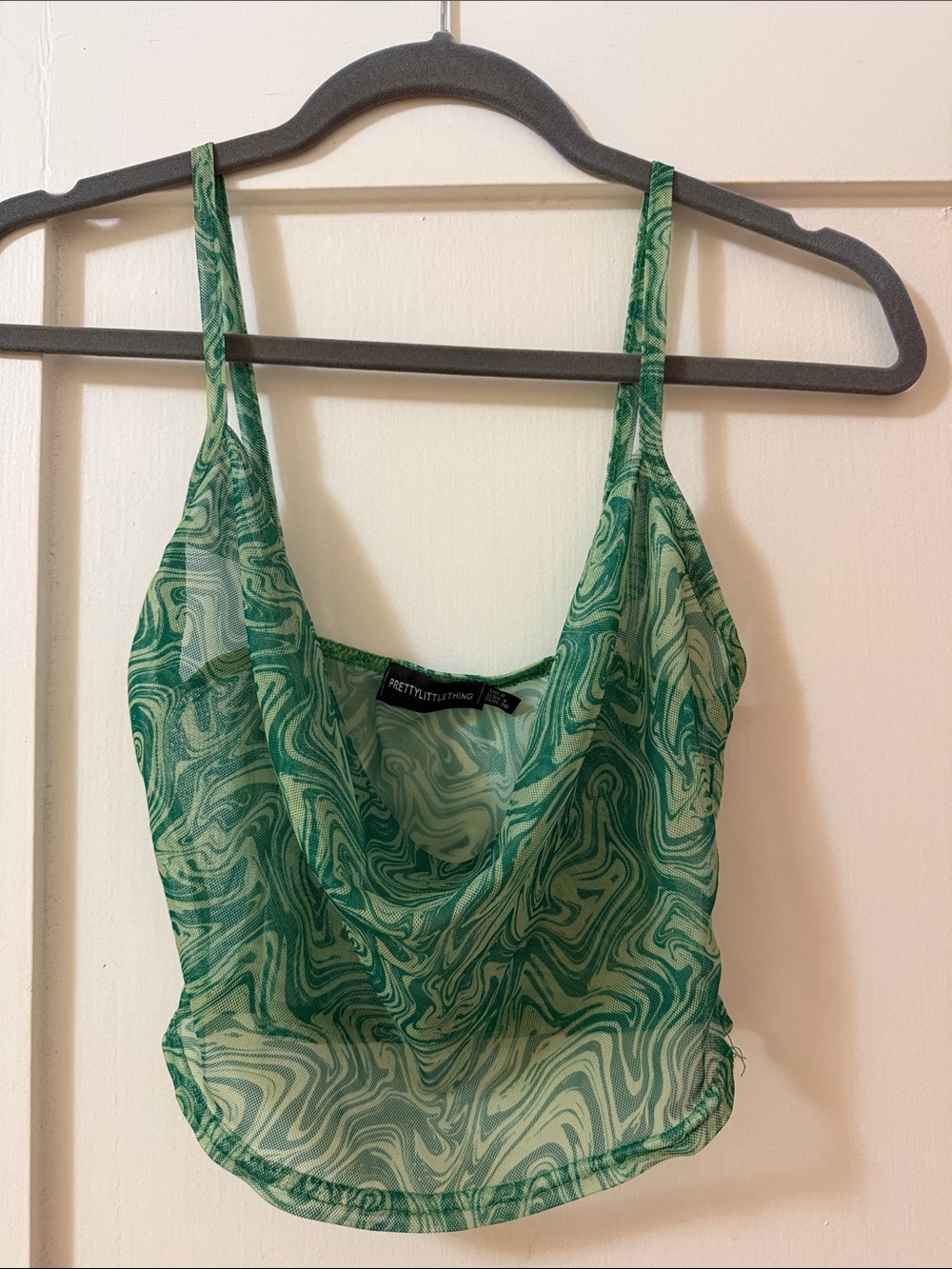PrettyLittleThing Green Marble Cowl Cami